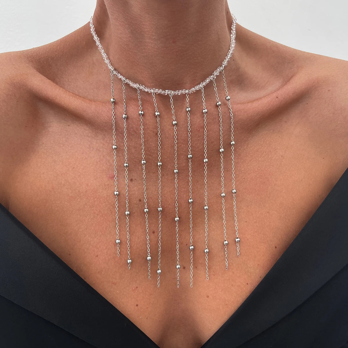 Pearl Tassel Choker Necklace