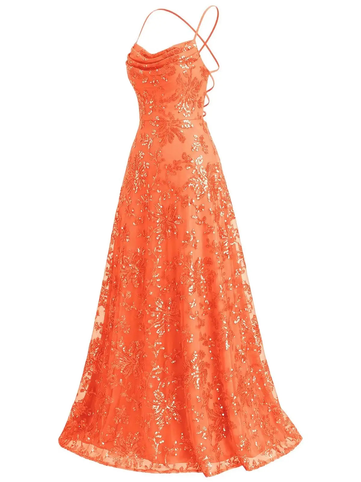 Lace Sequin A-Line Prom Dress