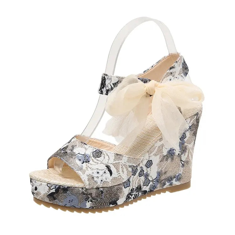 Comfortable Wedge Sandals Heel Buckle Fish Beak Sandals Waterproof