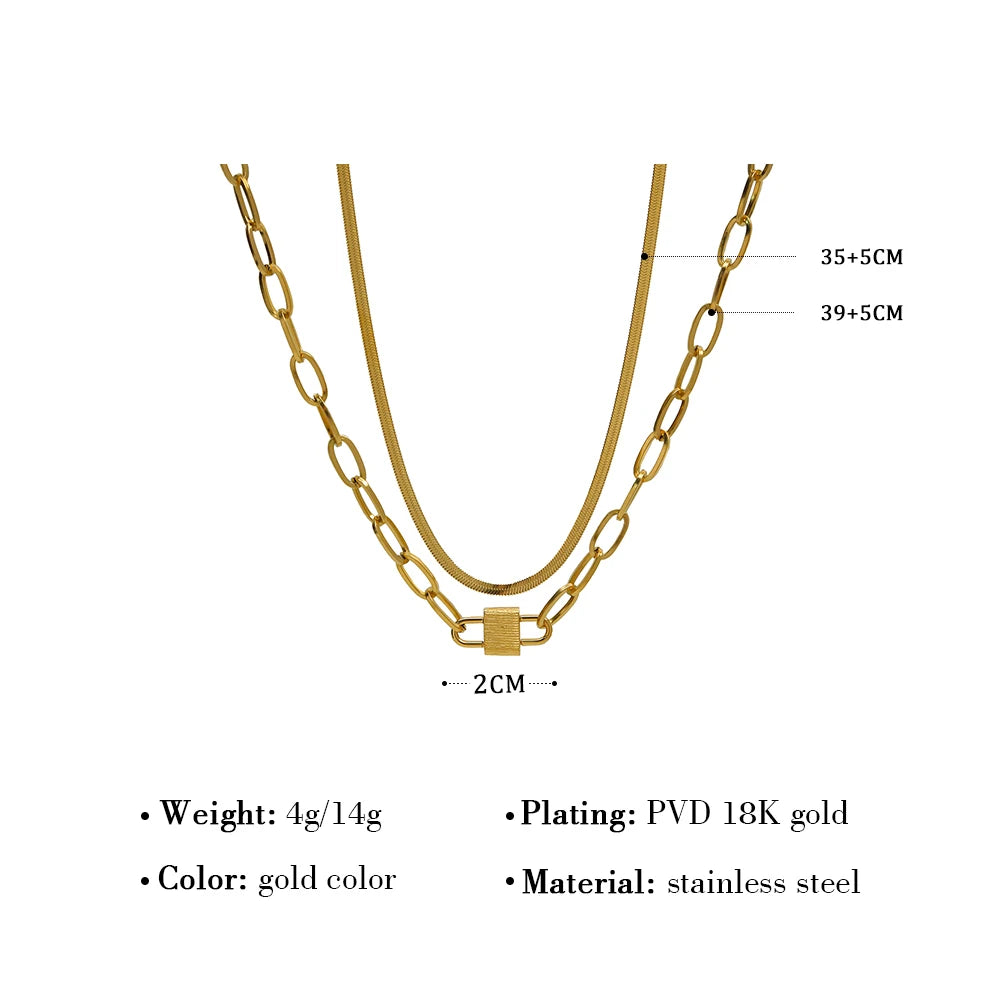 Lock Charm Snake Chain Choker