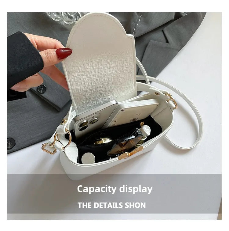 V-Shaped PU Leather Bucket Bag