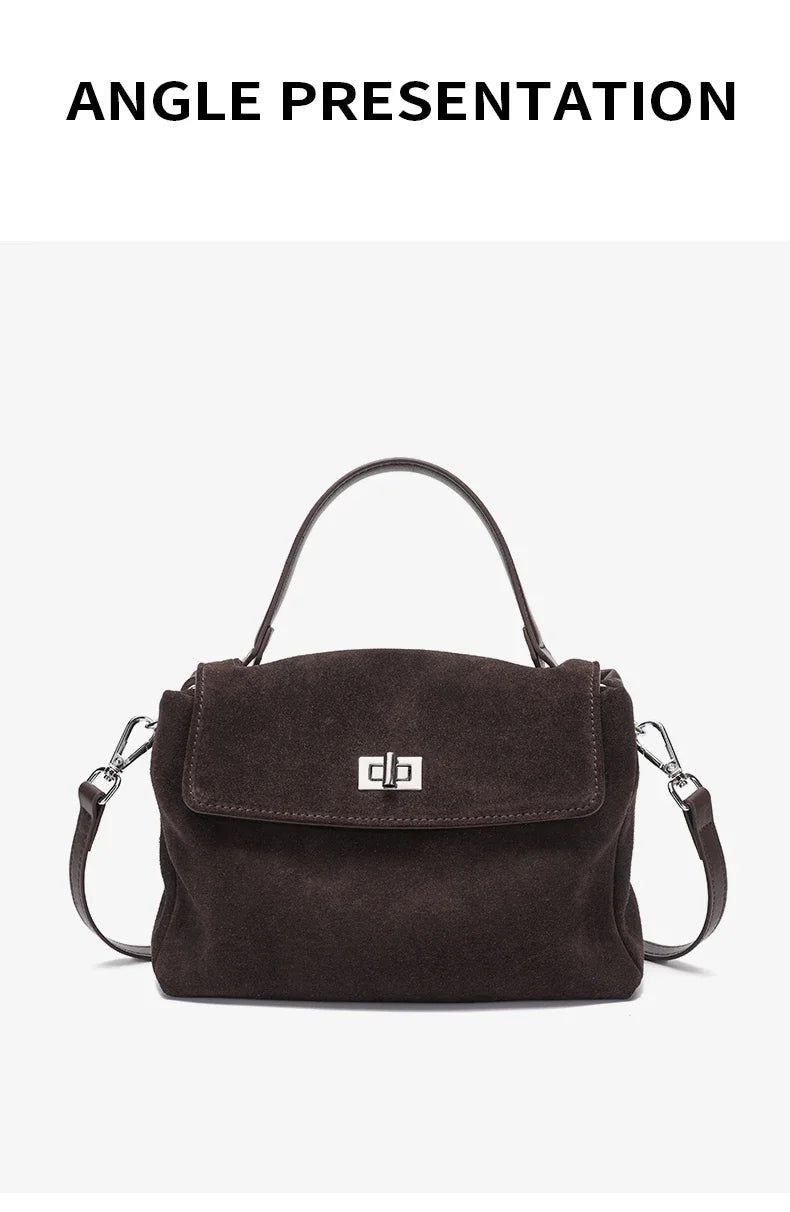 Natural Suede Leather Crossbody Bag