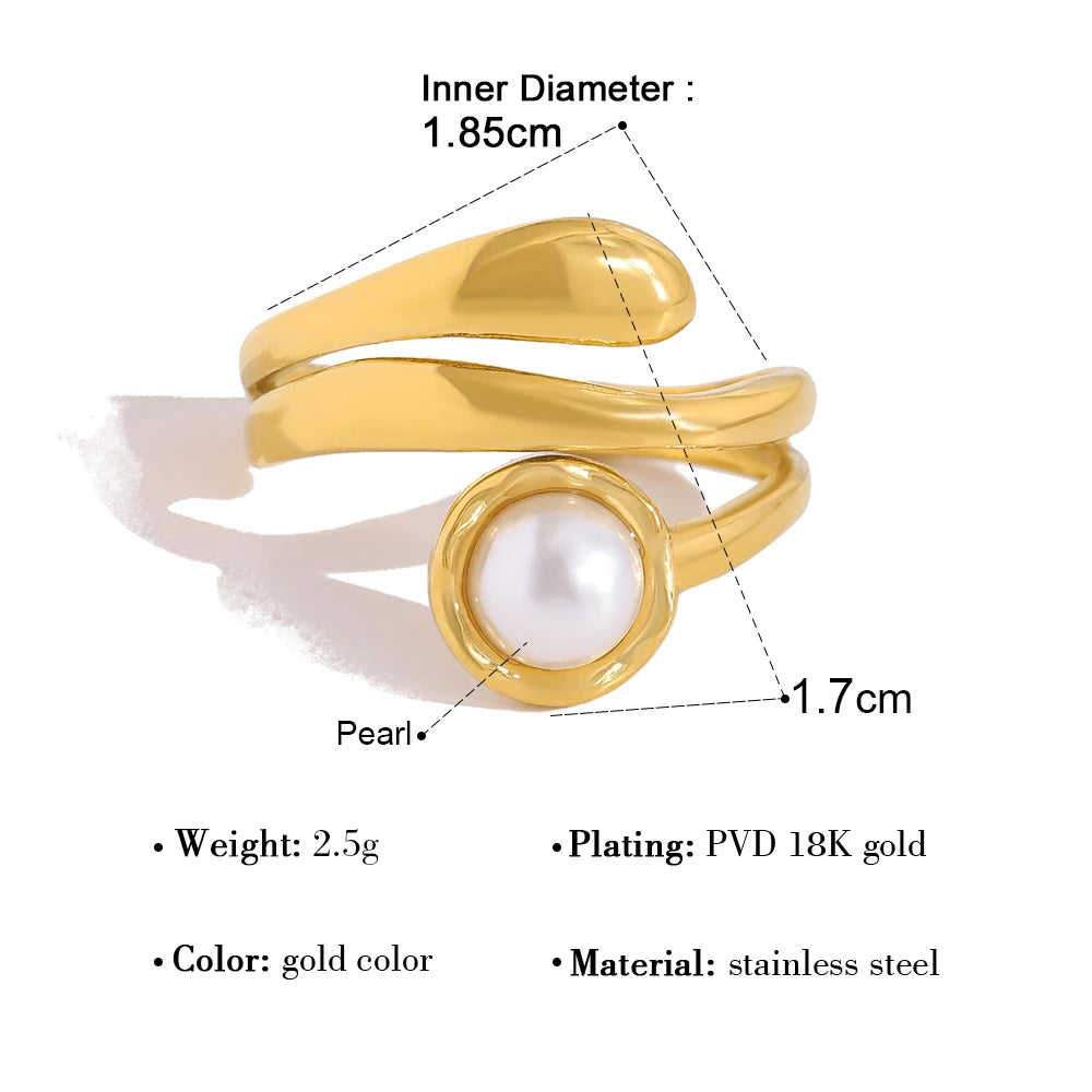 Pearl Charm Open Ring