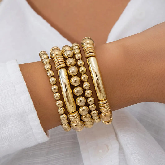 Gold Beaded Bracelet Set