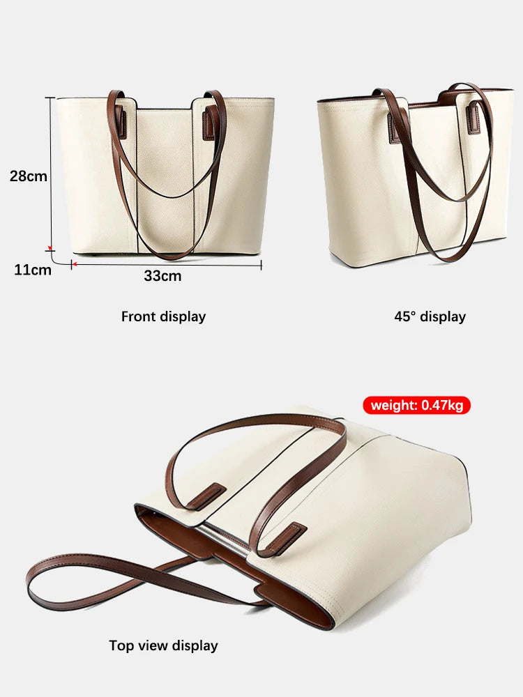 Zency Genuine Leather Large Work Tote Bag