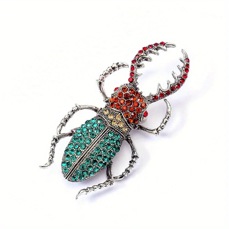 SKEDS Women Full Crystal Exquisite Beetle Brooch Badges Fashion Luxury High-end Elegant Lady Insect Pin Accessories