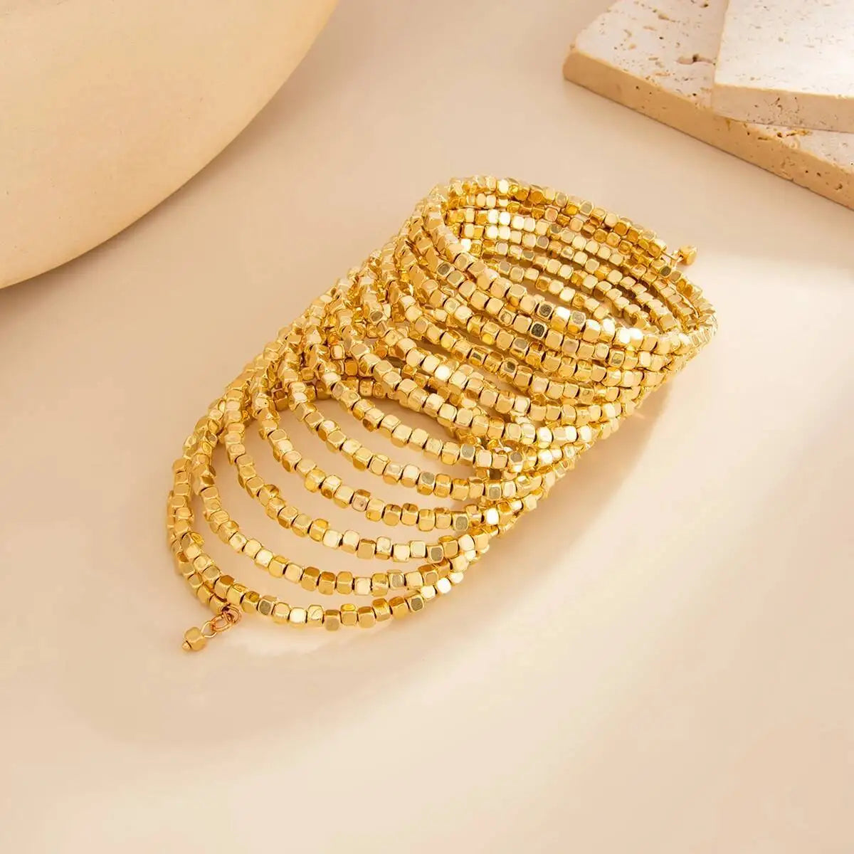 Vintage Multi Layer Wide Bracelet Punk CCB Acrylic Bead