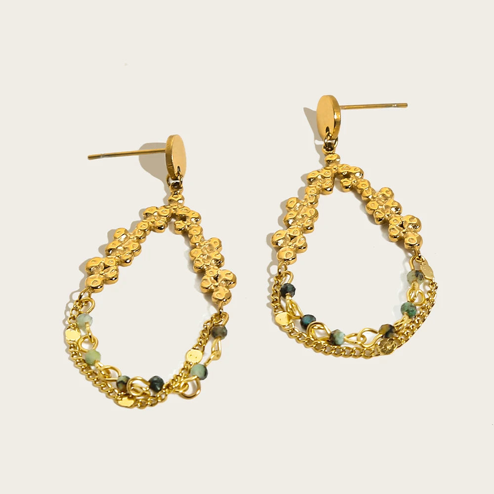 Stone Chain Dangle Earrings