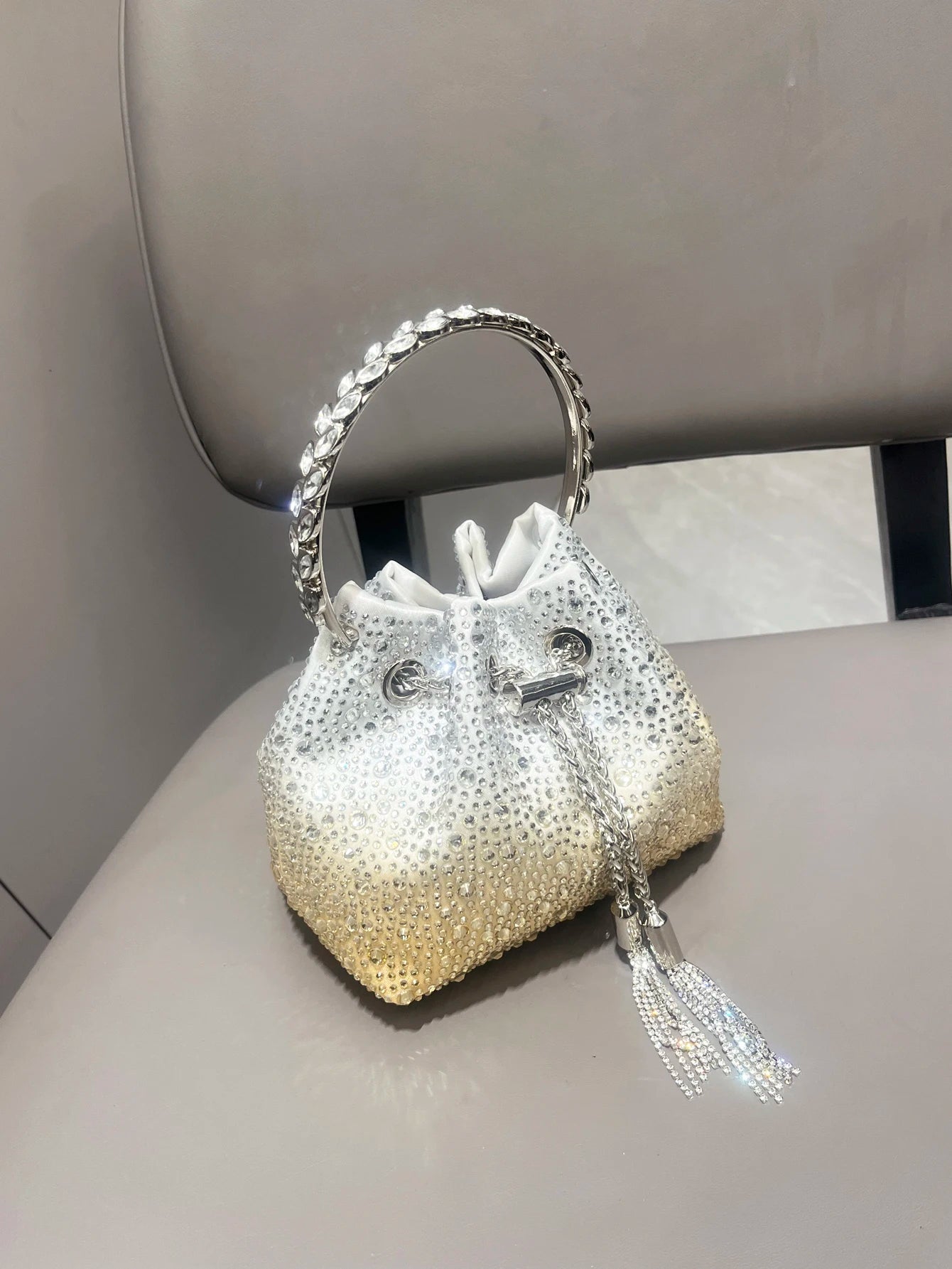 Crystal Handle Evening Clutch Bag