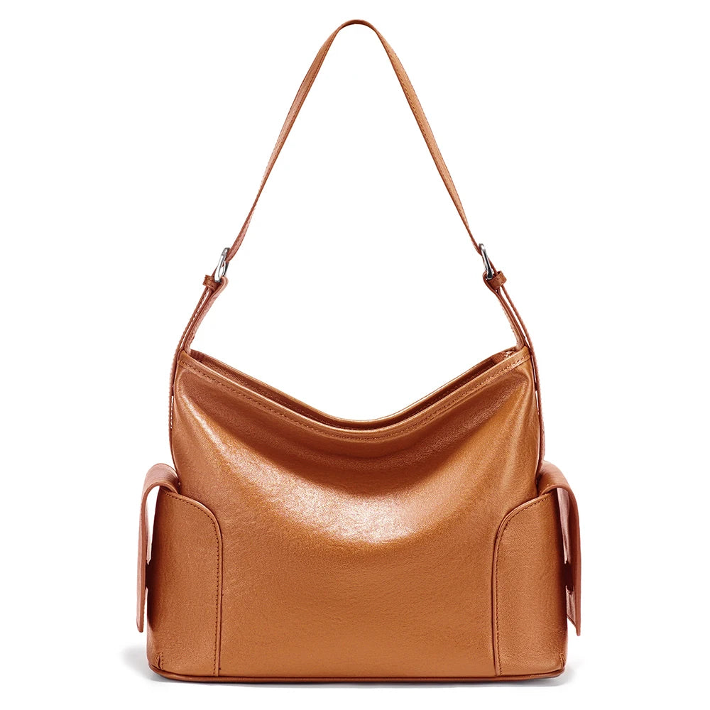 Zency Coffee Cow Leather Handbag