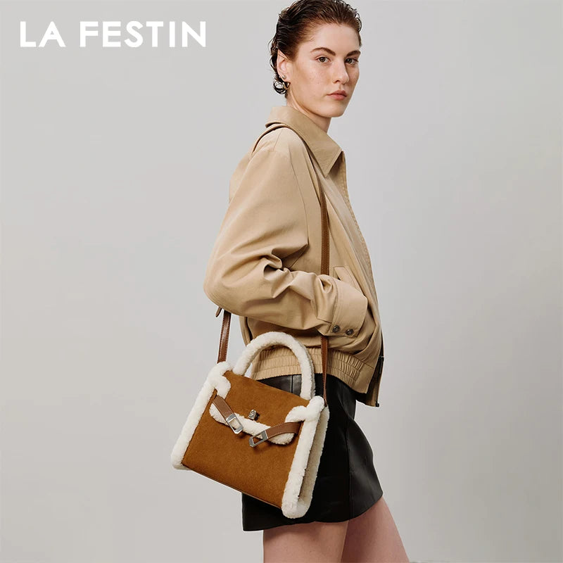 LA FESTIN Plush Winter Shoulder Bag