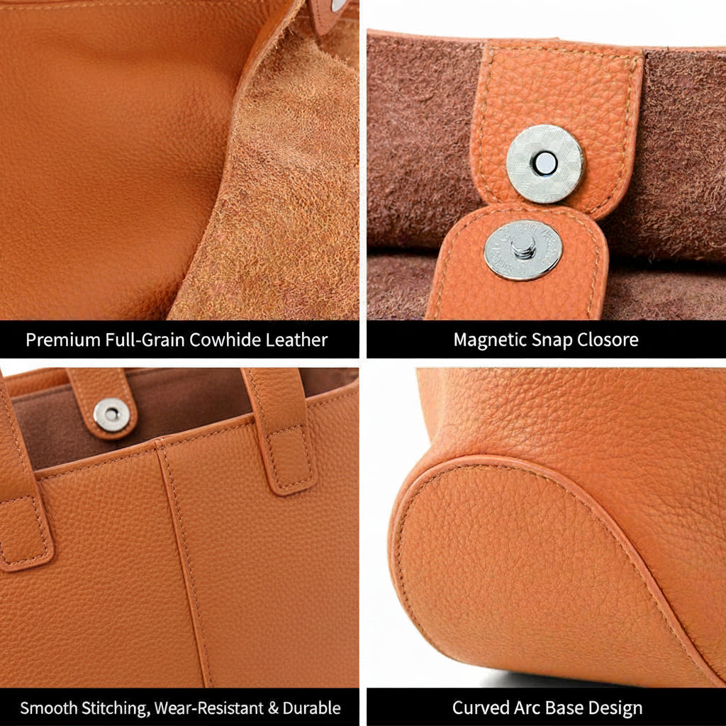Genuine Cowhide Slouchy Hobo Tote Bag