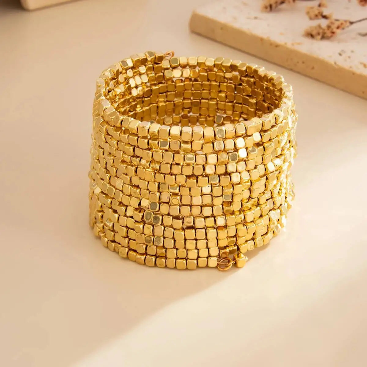Vintage Multi Layer Wide Bracelet Punk CCB Acrylic Bead