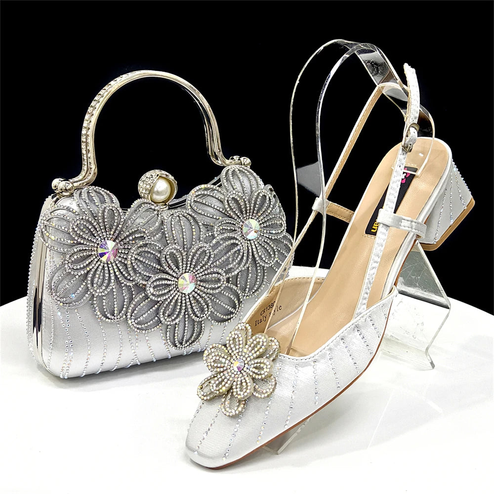 Party Shoes and Bag Heel Decoration Pure Elegant Flower