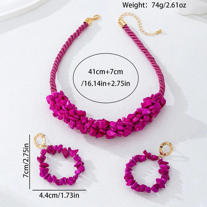 Rose Red Stone Jewelry Set
