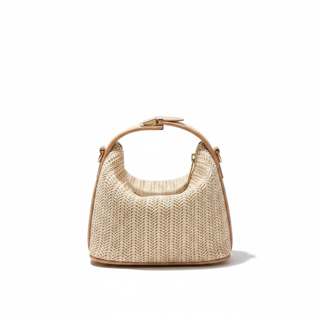 Summer Small Straw Handbag Shoulder Bag Woven Bucket Crossbody