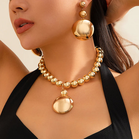 Half Ball Statement Necklace Set