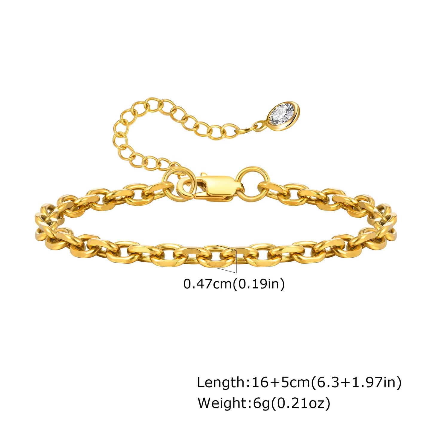 Non Tarnish Stainless Steel Bracelet Gold Plated Stackable, Thin
