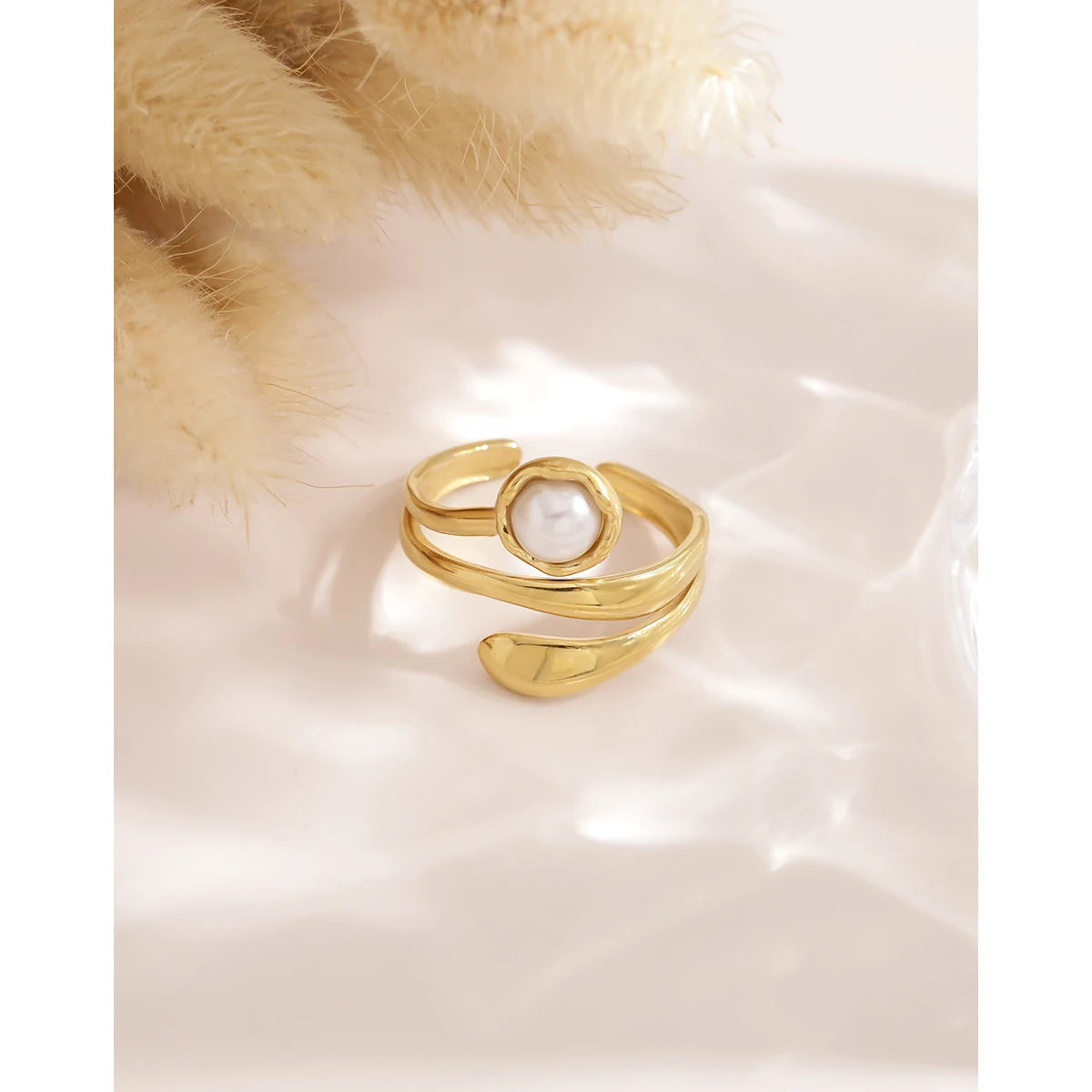 Pearl Charm Open Ring