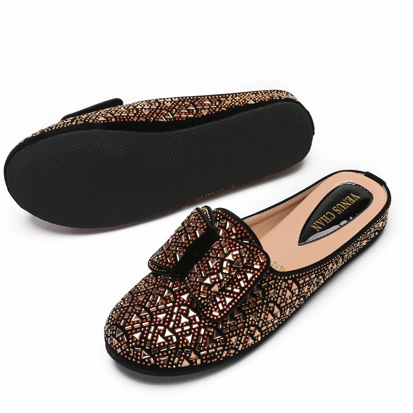 Nigeria Gold Color Half Shoes Comfortable Party Slippers Elegant