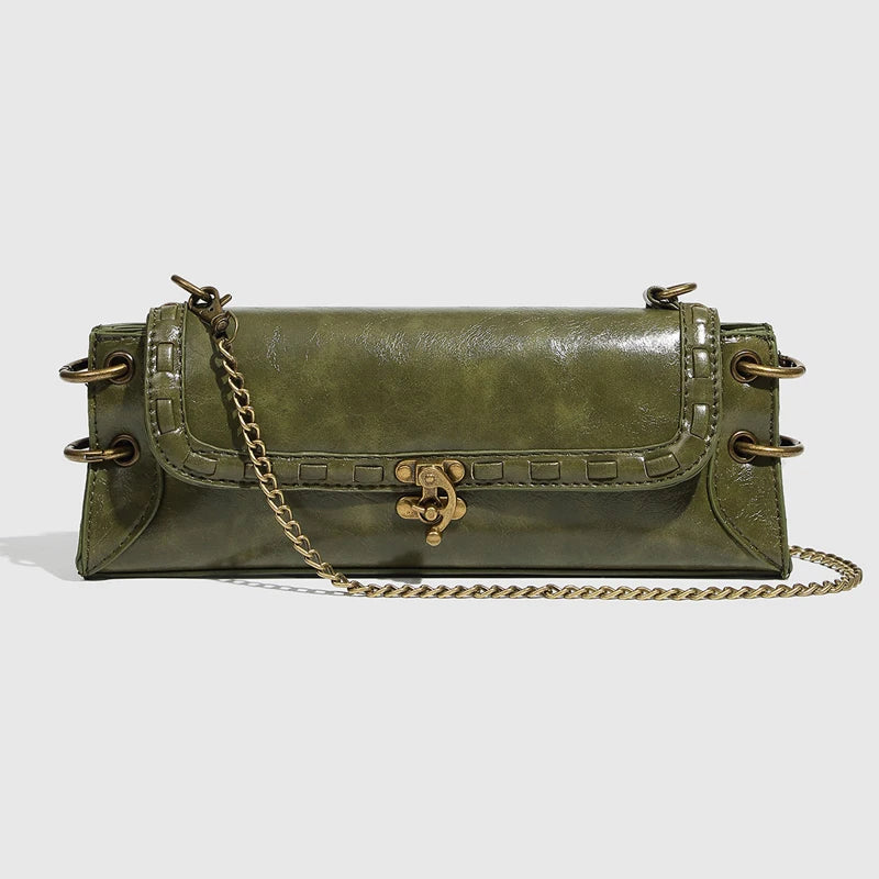 Vintage Turn-Lock Chain Clutch Bag