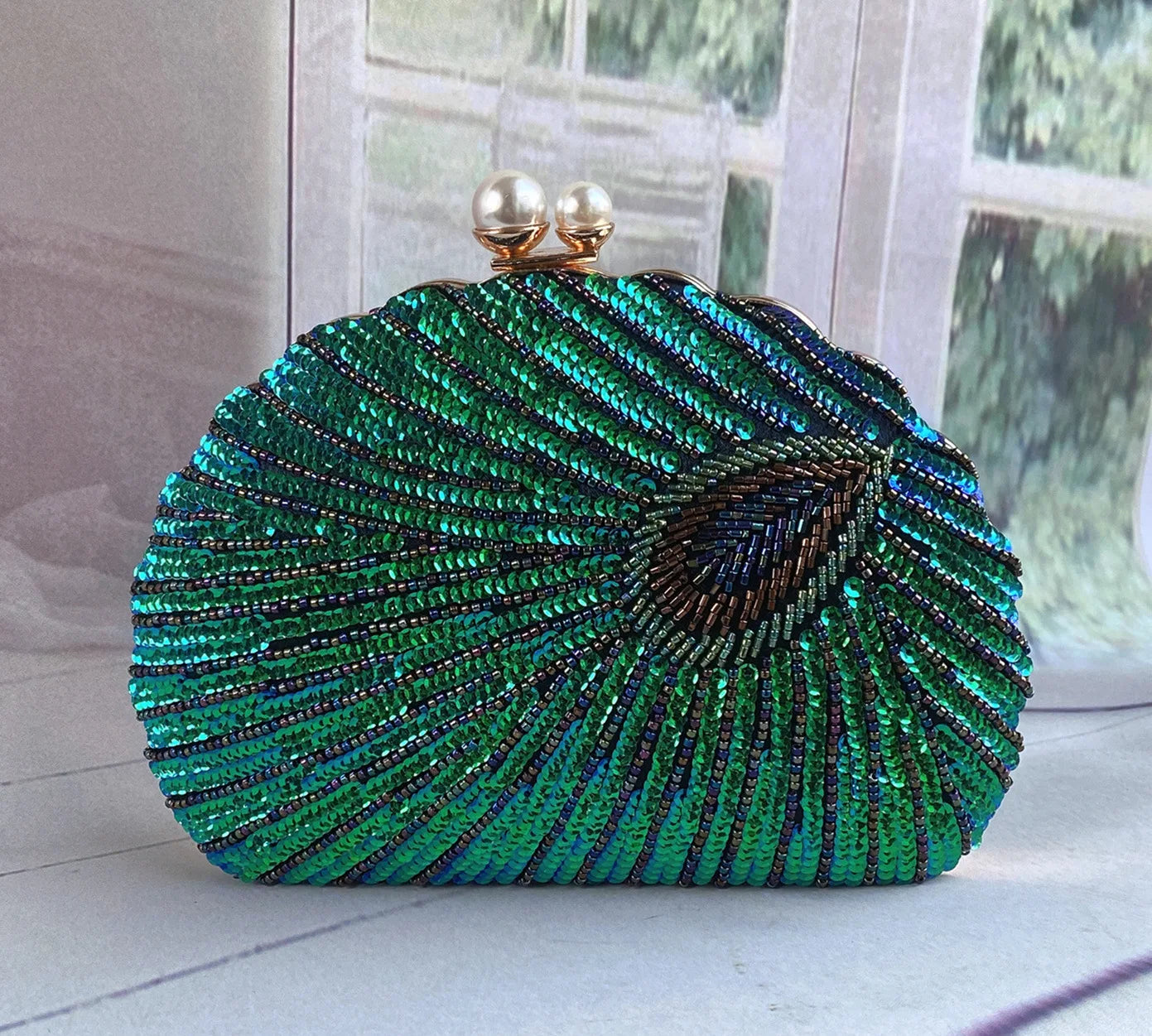 Retro Chinese Style Heavy Craft Beaded Embroidery Bag Evening