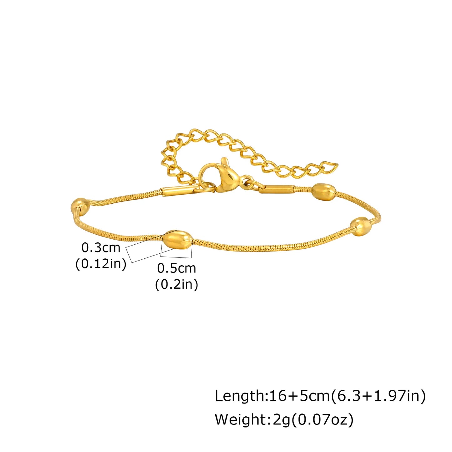 Non Tarnish Stainless Steel Bracelet Gold Plated Stackable, Thin