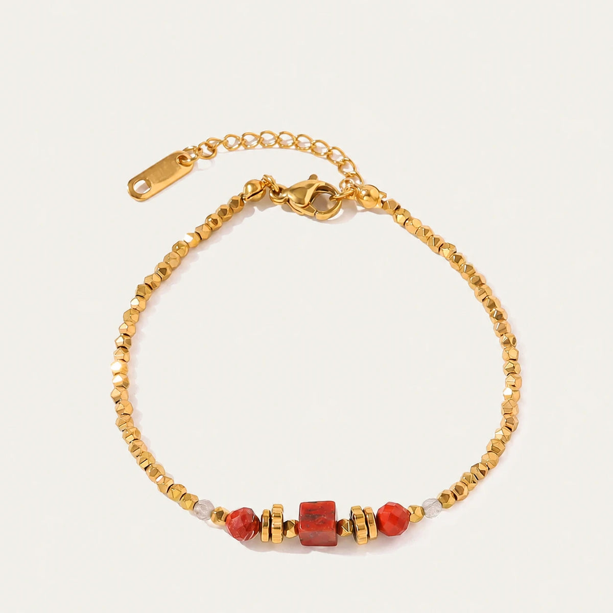 Red Stone Beaded Bracelet