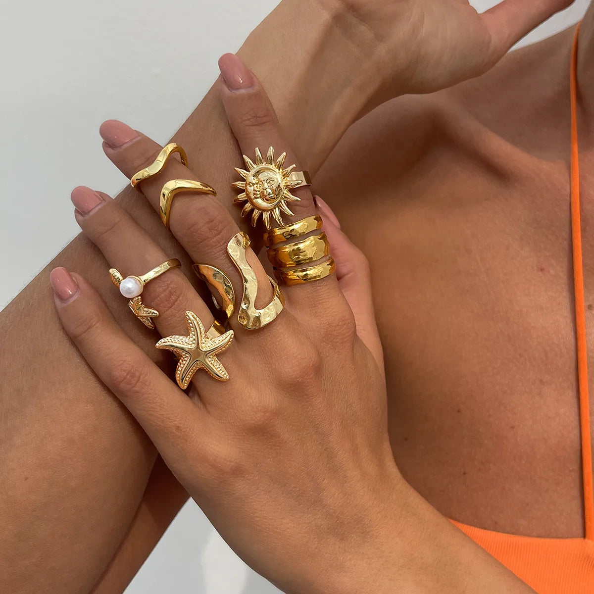 Sun & Starfish Ring Set