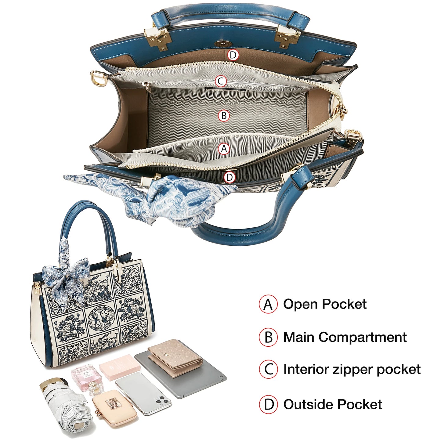 FOXER Embroidered Leather Tote Bag