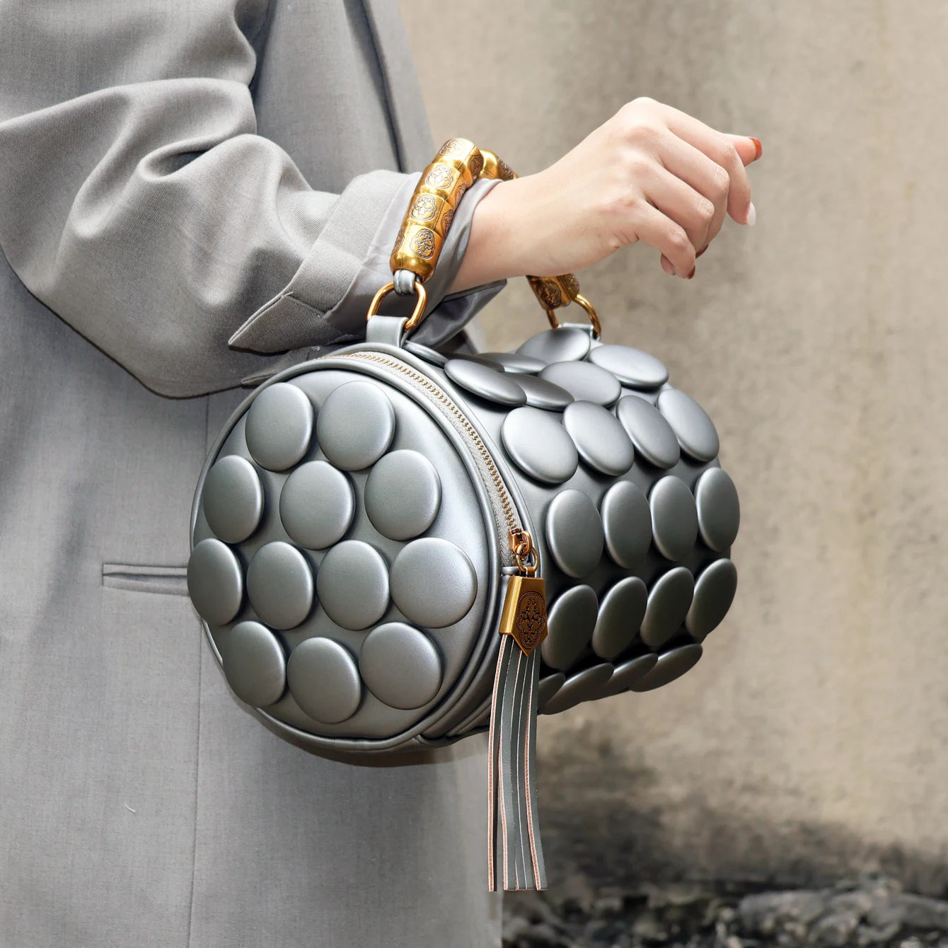 Designer Leather Bucket Shoulder Tote Bag