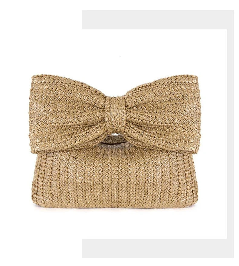 Bowknot Straw Woven Handbag