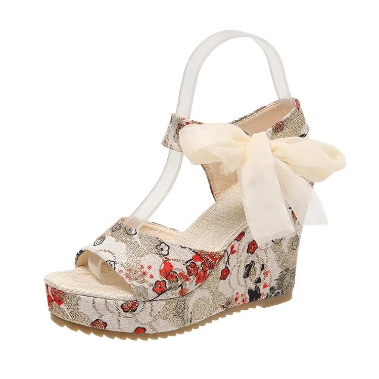 Comfortable Wedge Sandals Heel Buckle Fish Beak Sandals Waterproof