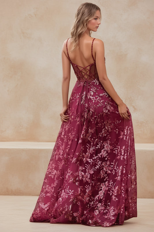 Spaghetti Strap Sequin Prom Dress