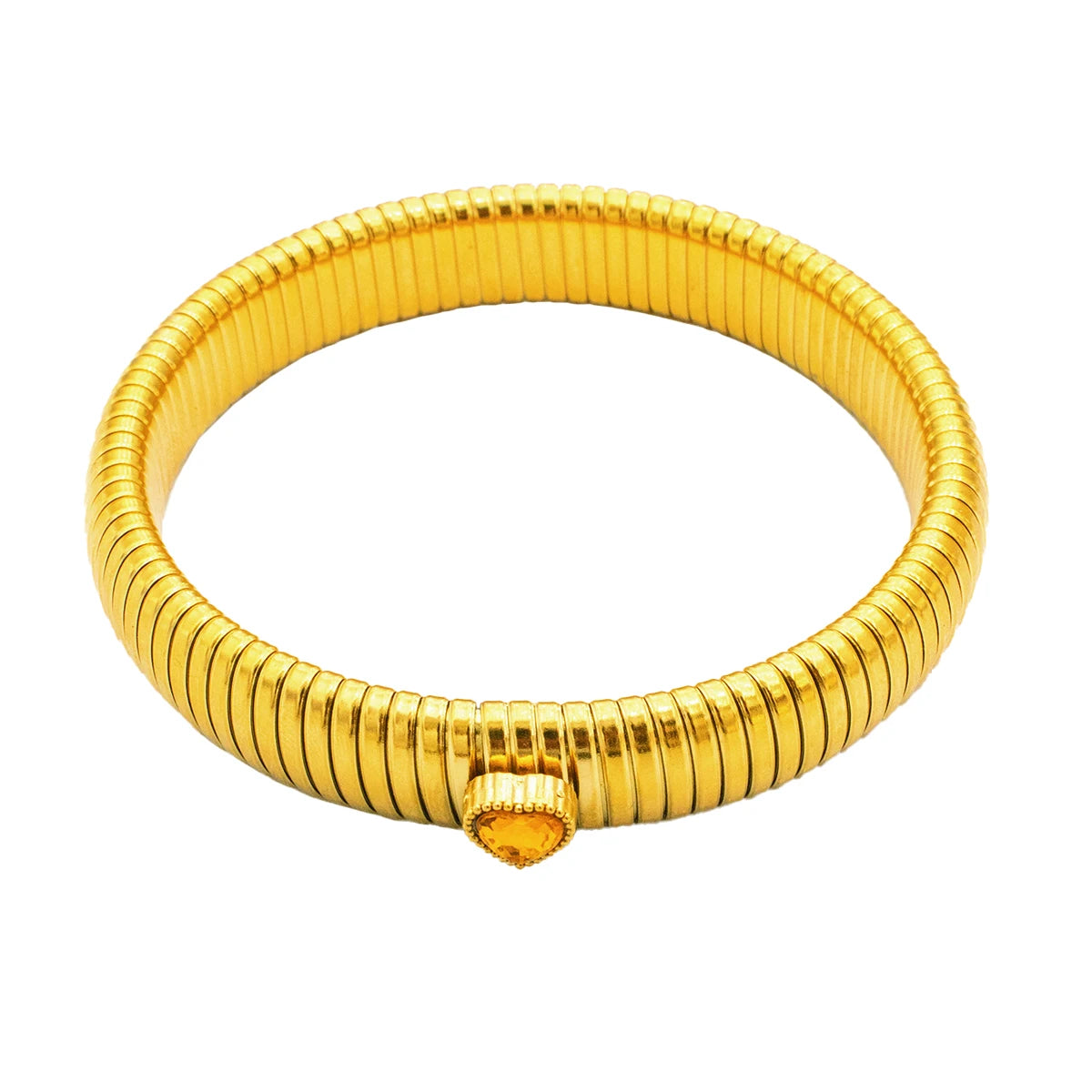 Waterproof Stainless Steel Retro Elasticity Thick Metal Polish Bracelet