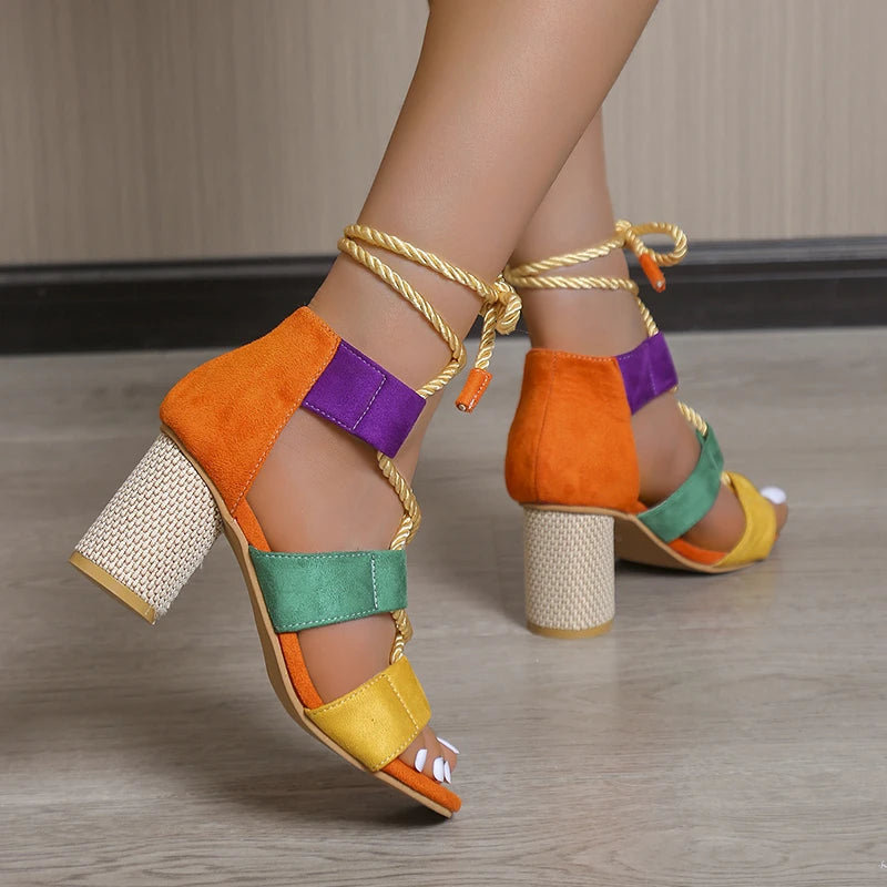 Summer Chunky Shoes High Heels Sandals Designer