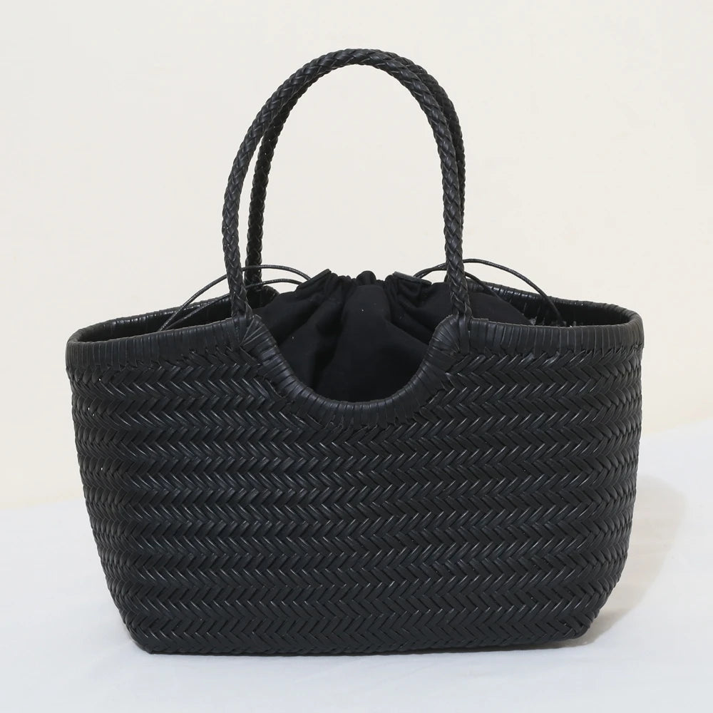 Genuine Leather Woven Tote Bag
