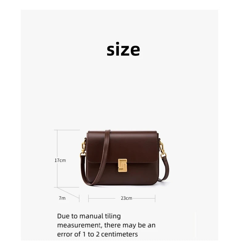Genuine Cowhide Leather Small Square Crossbody Bag 2026