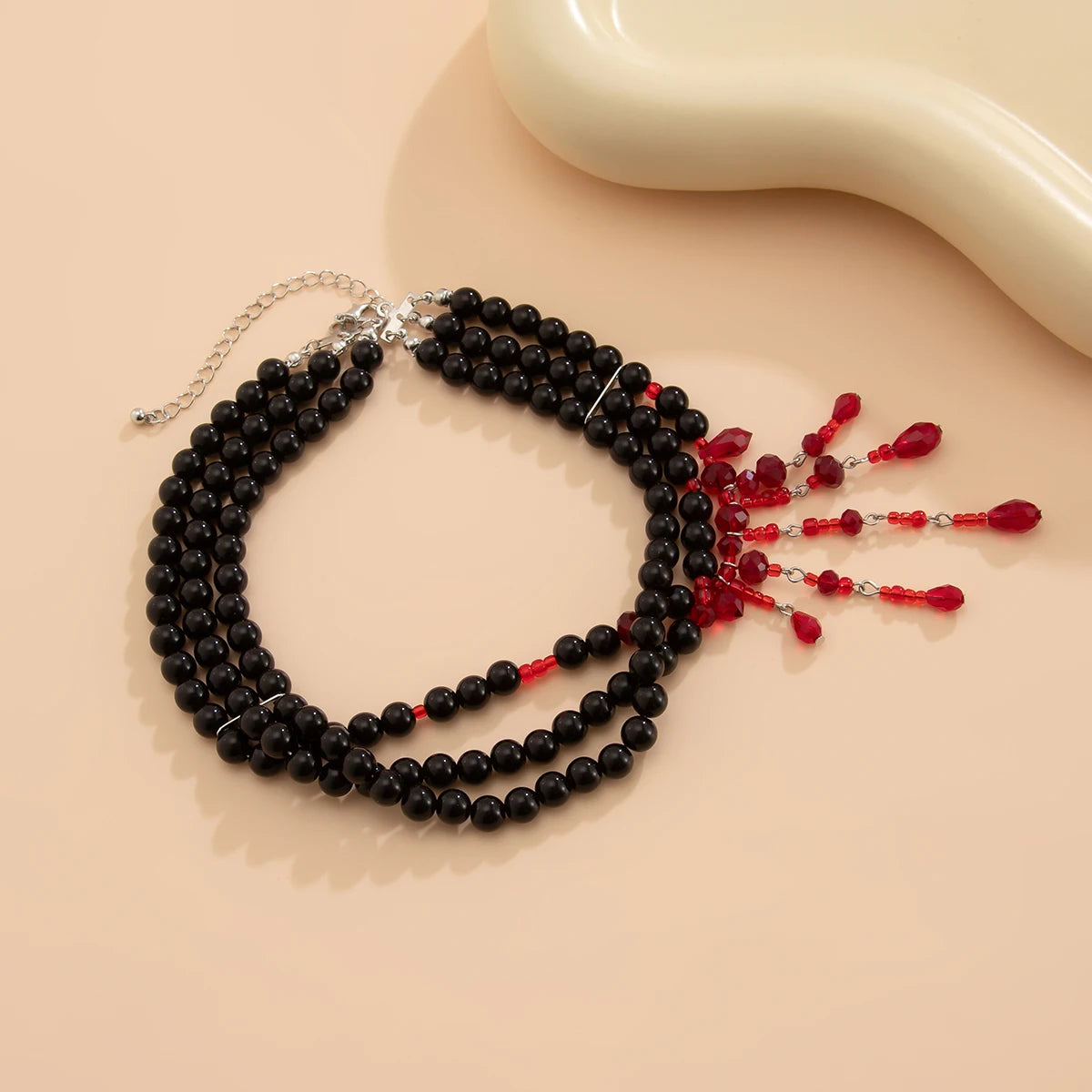 Gothic Pearl Tassel Choker Necklace