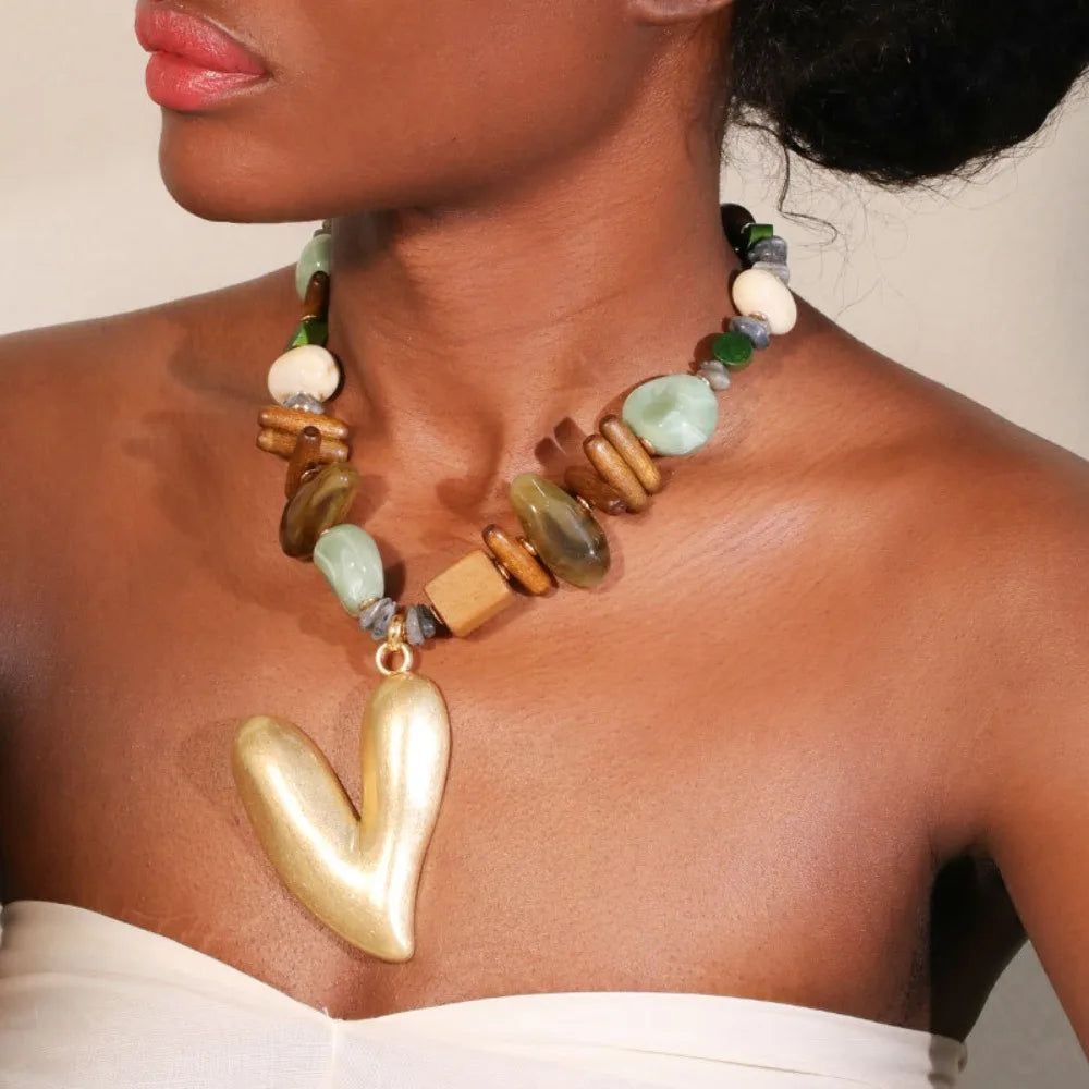 Bohemian Stone & Wood Necklace