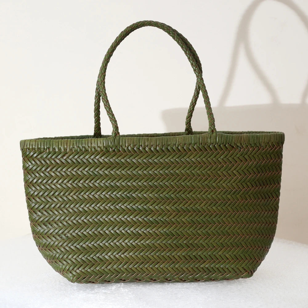 Genuine Leather Woven Tote Bag