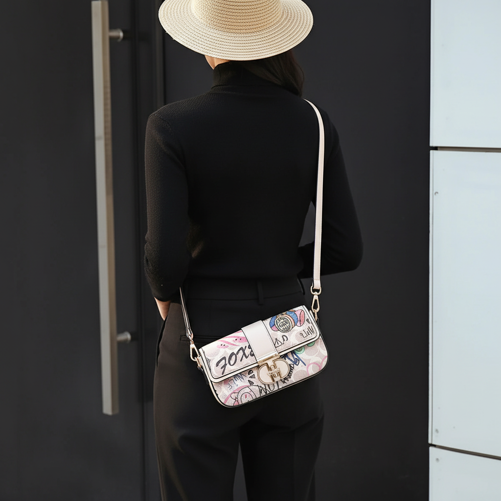 FOXER Graffiti Chain Shoulder Bag