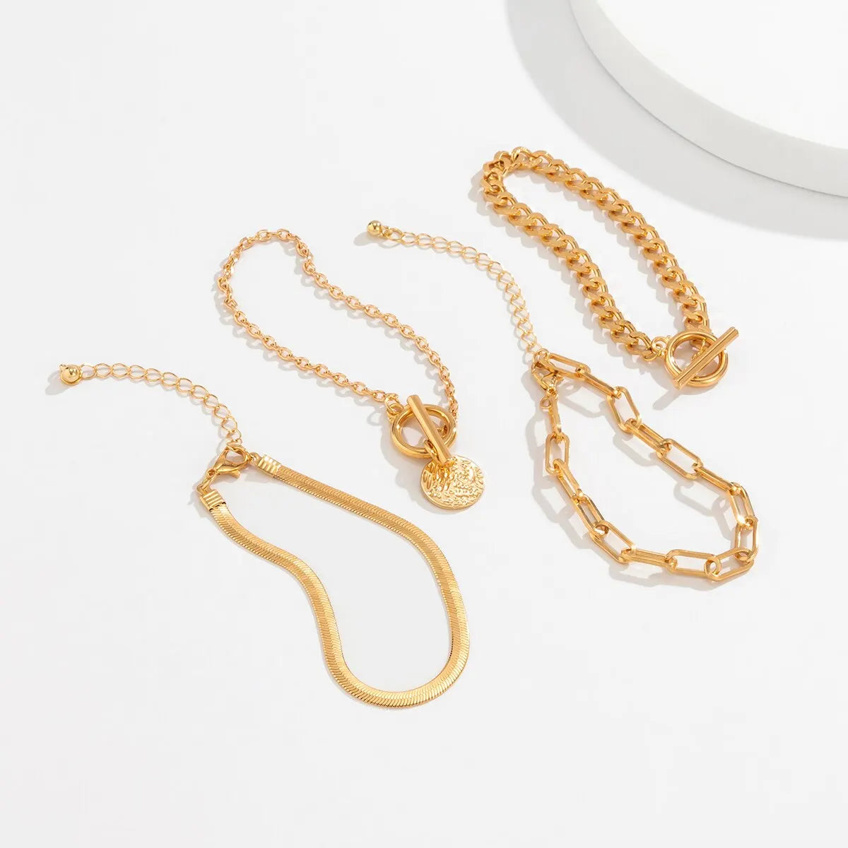 Punk Cuban Link Chain Coin Pendant Bracelet on Hand