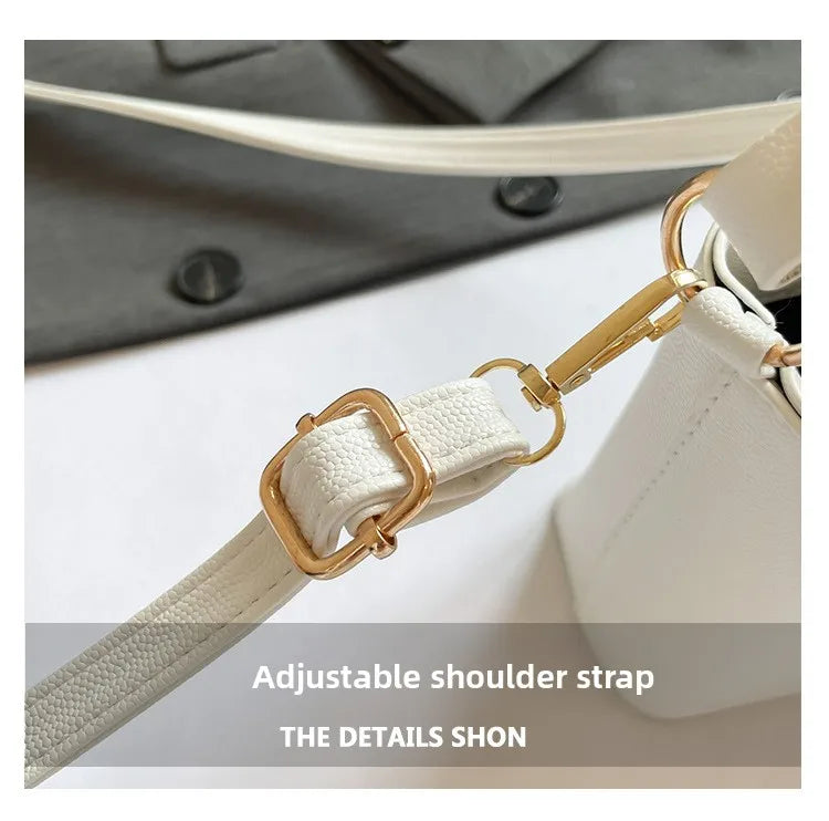 V-Shaped PU Leather Bucket Bag