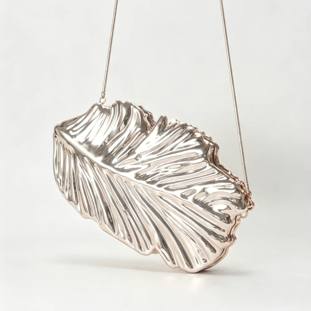 Golden Leaf Acrylic Clutch Bag