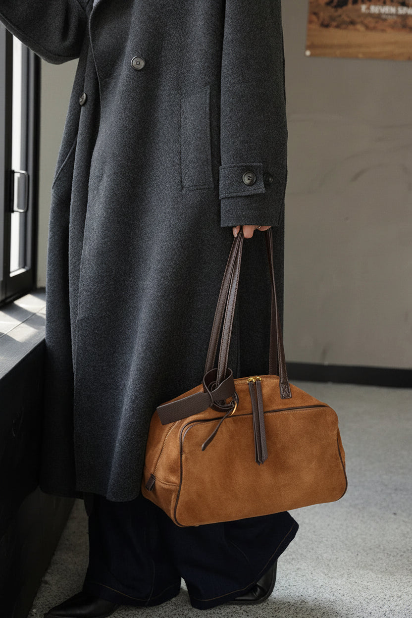 Genuine Leather Suede Tote Bag
