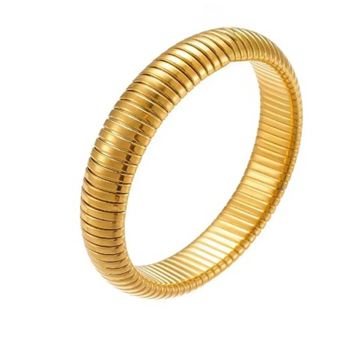 Waterproof Stainless Steel Retro Elasticity Thick Metal Polish Bracelet