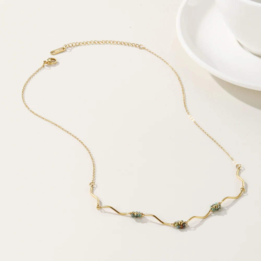 Acrylic & Stone Mixed Chain Necklace