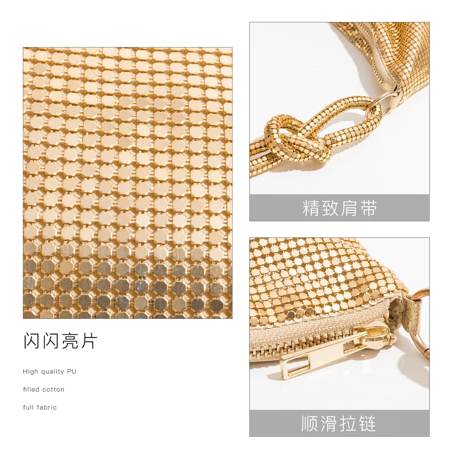 Sequin Handle Evening Clutch Bag