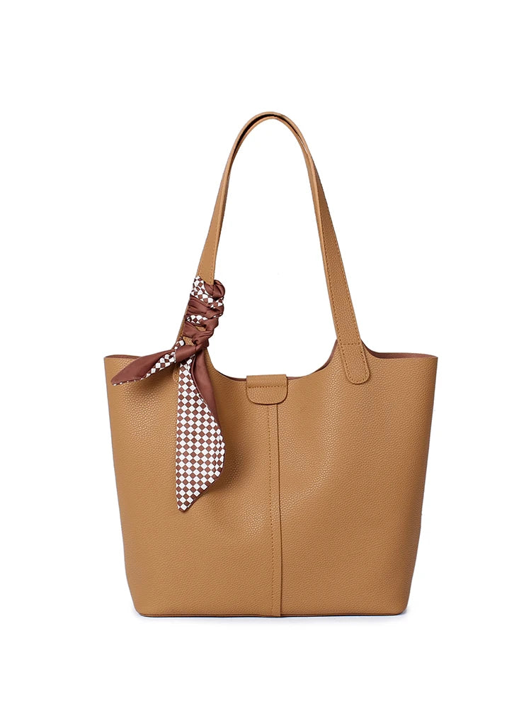 Genuine Cowhide Tote Bag with Pouch